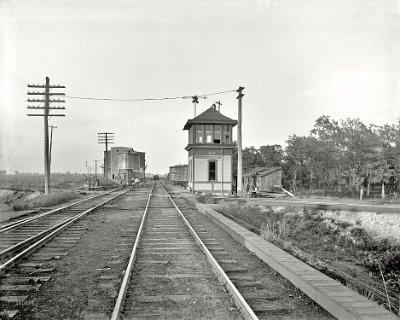 190x Mazonia - Chicago & Alton Railroad. Signal station and crossroads at Mazonia, Illinois.