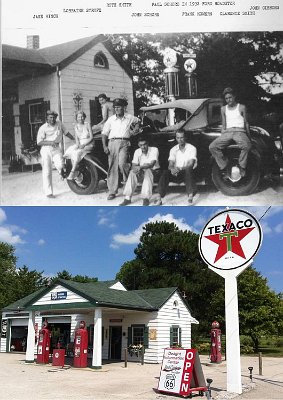 Then and now - Dwight - Ambler-Becker Texaco station