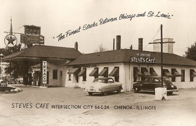 195x Chenoa - Steve's cafe by Route66 motherroad postcards 1