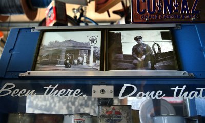 2015-10 Shea's (4) Vintage photographs showing Bill Shea from the late 1940's and the Texaco station he owned and ran at 2001 Peoria Rd. are seen inside the museum on Thursday,...
