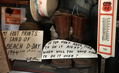 2015-10 Shea's (8) Hand-lettered signs featuring homespun humor and whimsical sayings hang throughout the main museum as well as Mahan's filling station seen here on Thursday,...