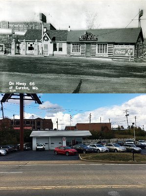 Then and now Eureka - Gerwe's log house cafe