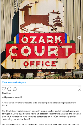 2022-01 Ozark Court motel sign to be restored, planned for Route 66 exhibit in 2025