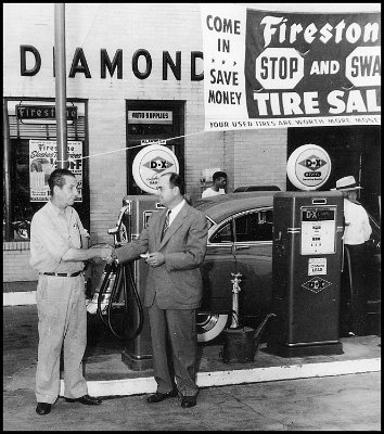 19xx Baxter Springs - Archibald's Diamond D-X filling station (Archibald on the left)