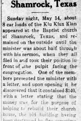1922 Shamrock - KKK visit