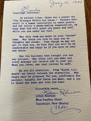 1994 Blue Swallow - greetings letter from Lilian Redman