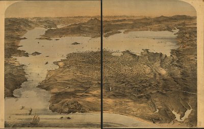 Bird's eye view of San Francisco 1868