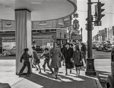 1943-02 Albuquerque - corner Centrral avenue and 4th street https://hdl.loc.gov/loc.pnp/fsa.8d14811