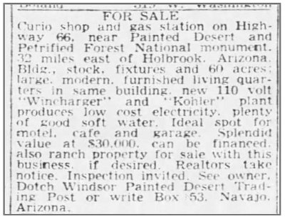 1948-07-28 Painted Desert Trading Post for sale