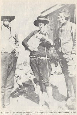 1929 Two Guns - From left to right Indian Miller, Elizabeth Compton and Chief Joe Secakuku