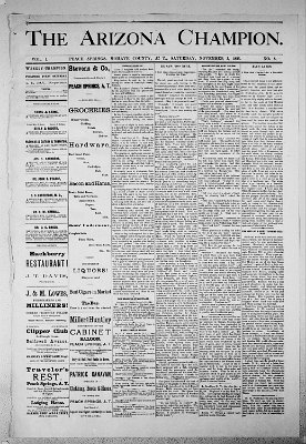 1883-11 The Arizona Champion - Peach Springs paper