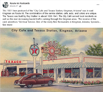 1951 Kingman - City Cafe and Texaco station