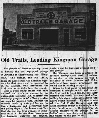 1915 Kingman - Old Trails garage