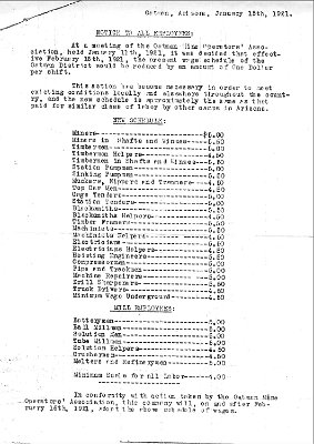 1921-01 Oatman - Schedule of wages