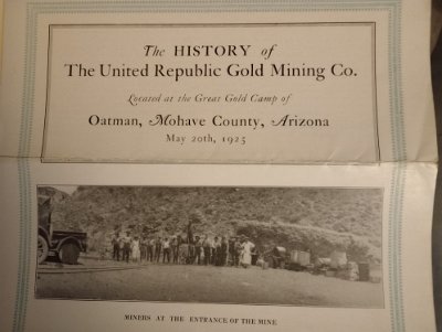 1925 Oatman - The history of the United Republic Gold Mining co 1