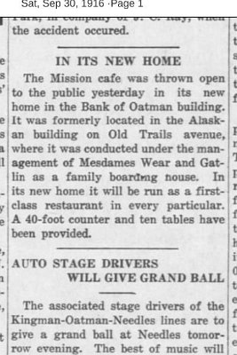 1916-09-30 Oatman - Mission Cafe