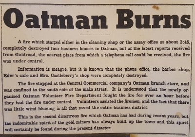 1921 Oatman burns