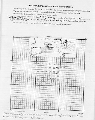 1916-04 Oatman - postoffice application - map for the to be established Postoffice