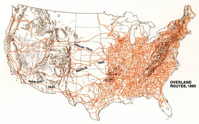 1860 Overland wagon route system